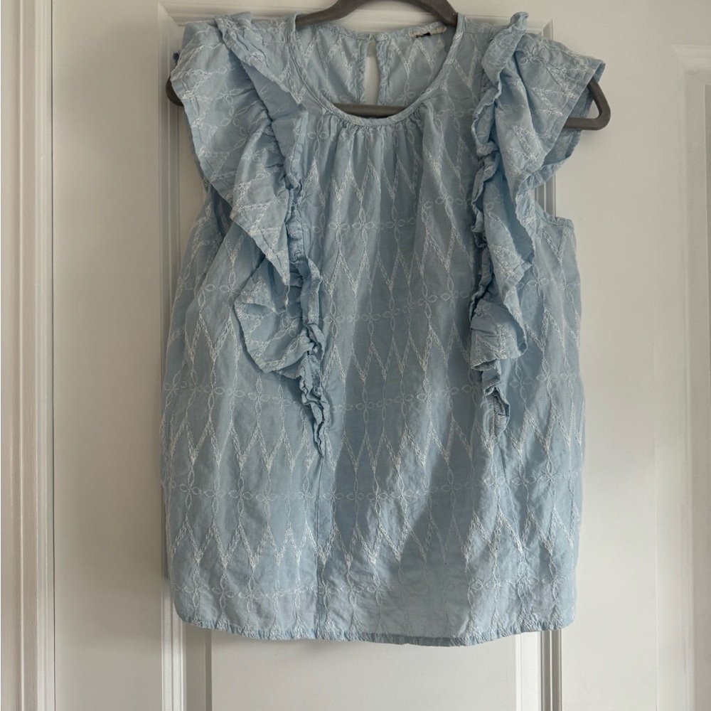 Blue and white formal top